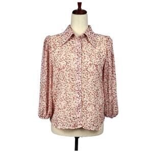 Neon & Nylon by Only Button-Down Flower Shirt Rose Smoke Flower US Size XS New